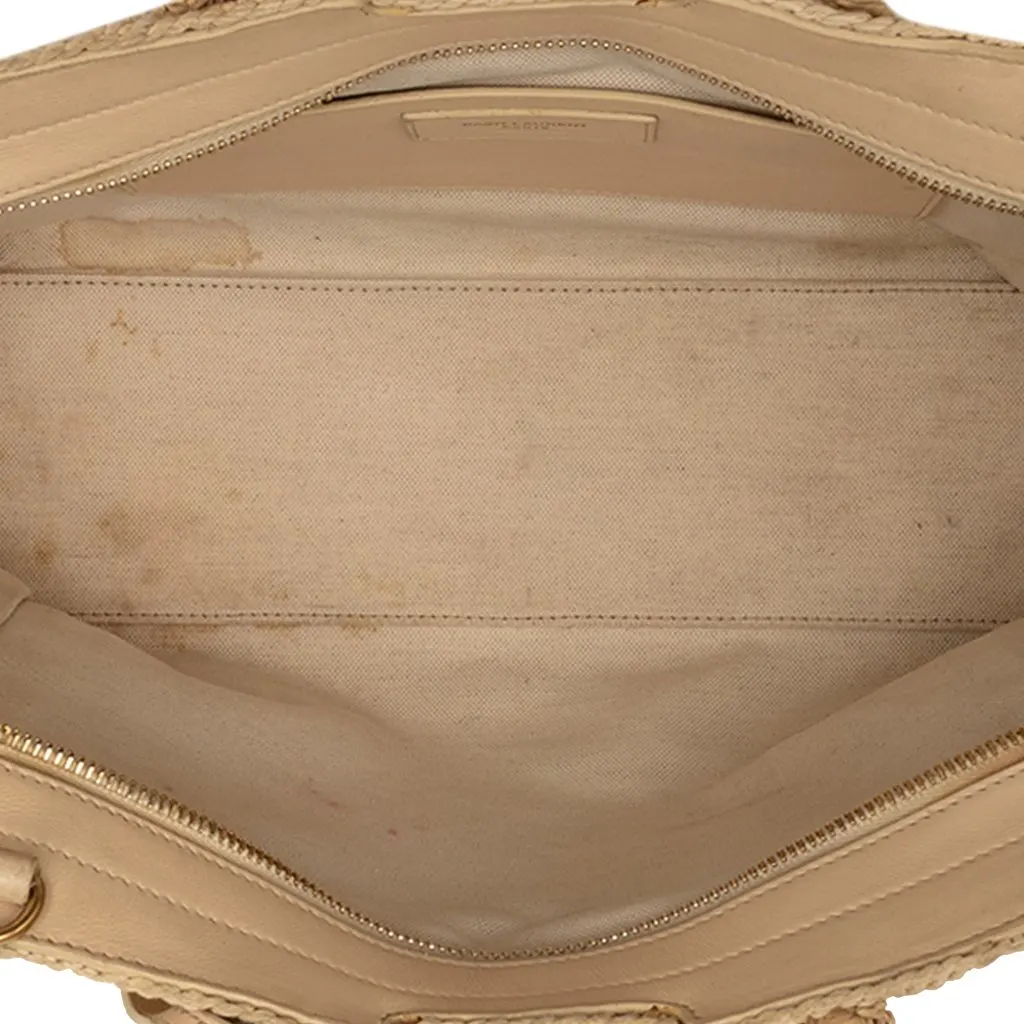Saint Laurent Baby Raffia Monogram Downtown Cabas Beige Very good - Model View