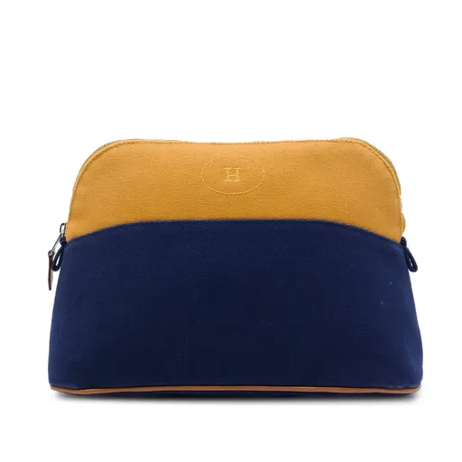Hermès Bicolor Toile Bolide Trousse De Voyage Pouch PM