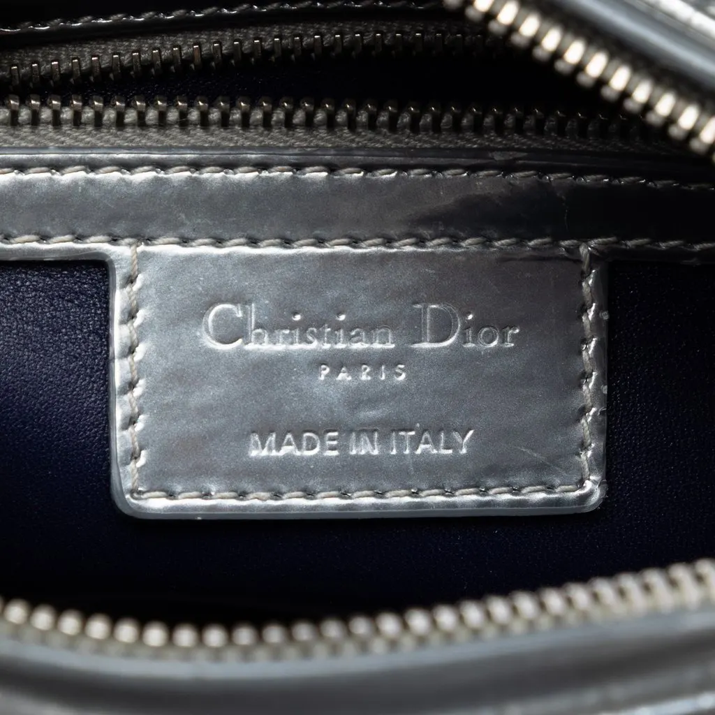 Dior Medium Ombre Metallic Patent Microcannage Lady Dior Silver Leather Very good - Box View