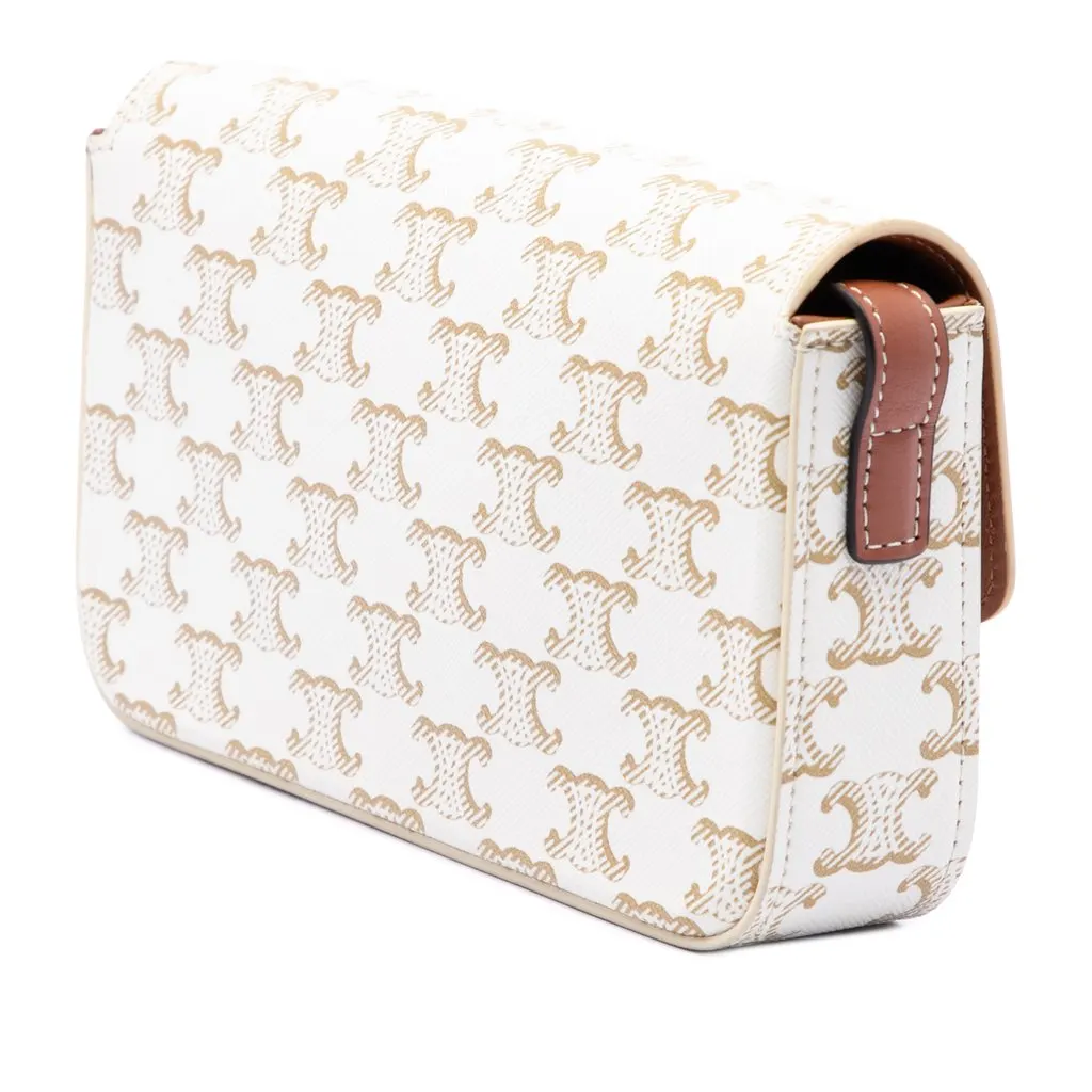 Celine Triomphe Coated Canvas Claude Shoulder Bag White Very good - Back View