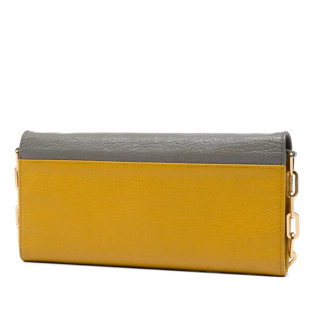 Miu Miu Bicolor Goatskin Madras Wallet on Chain Yellow Leather Very good - Back View