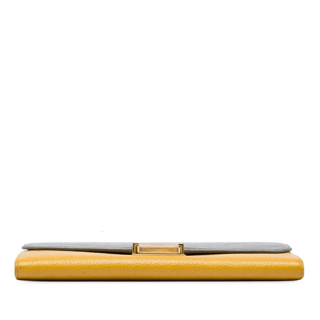 Miu Miu Bicolor Goatskin Madras Wallet on Chain Yellow Leather Very good - Inside View
