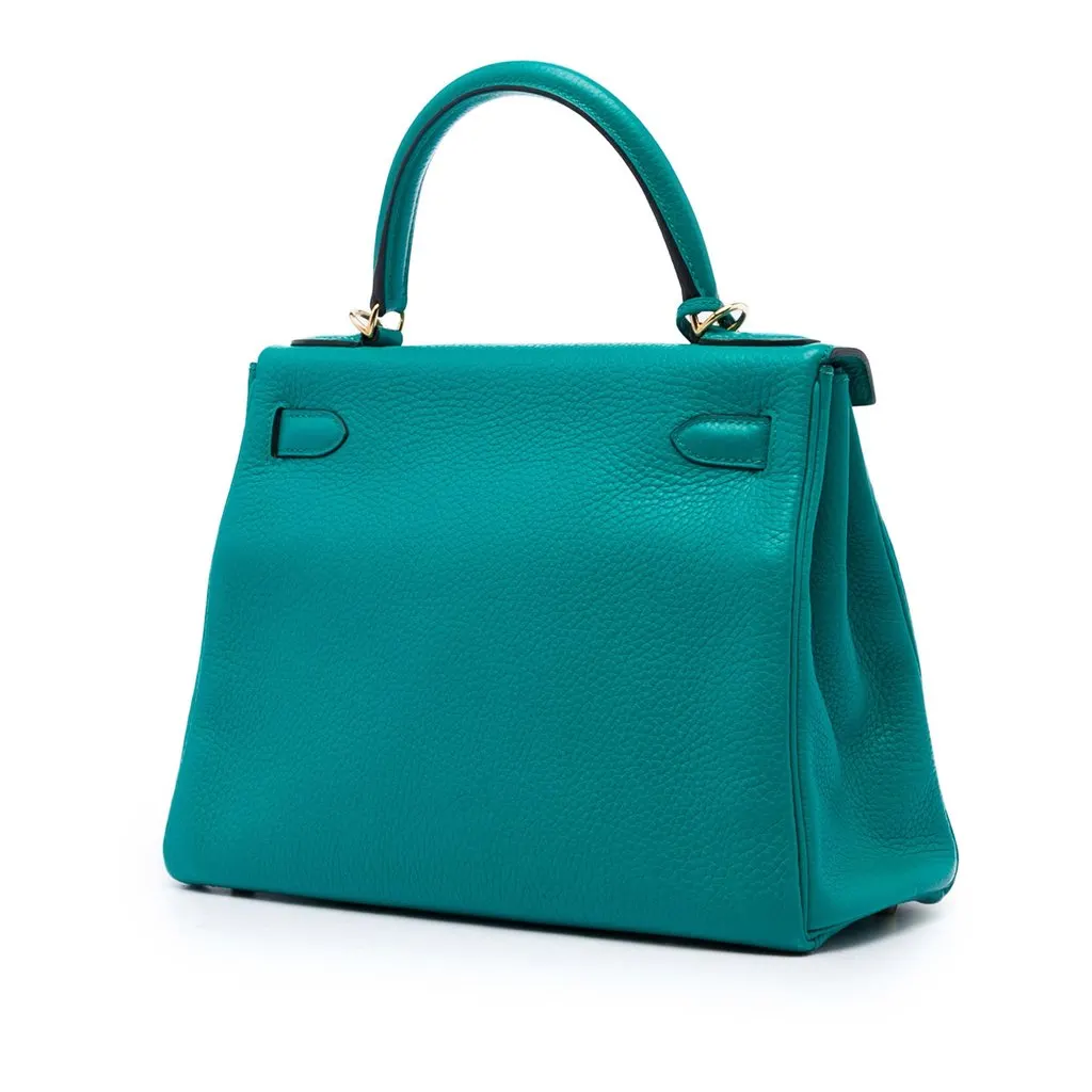 Hermès Clemence Kelly II Retourne 28 Blue Leather Very good - Back View