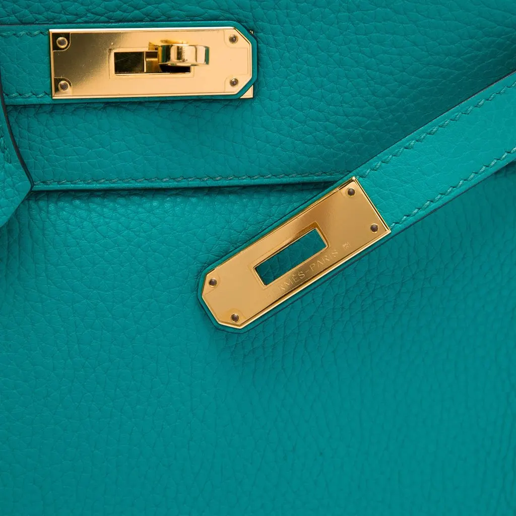 Hermès Clemence Kelly II Retourne 28 Blue Leather Very good - Box View