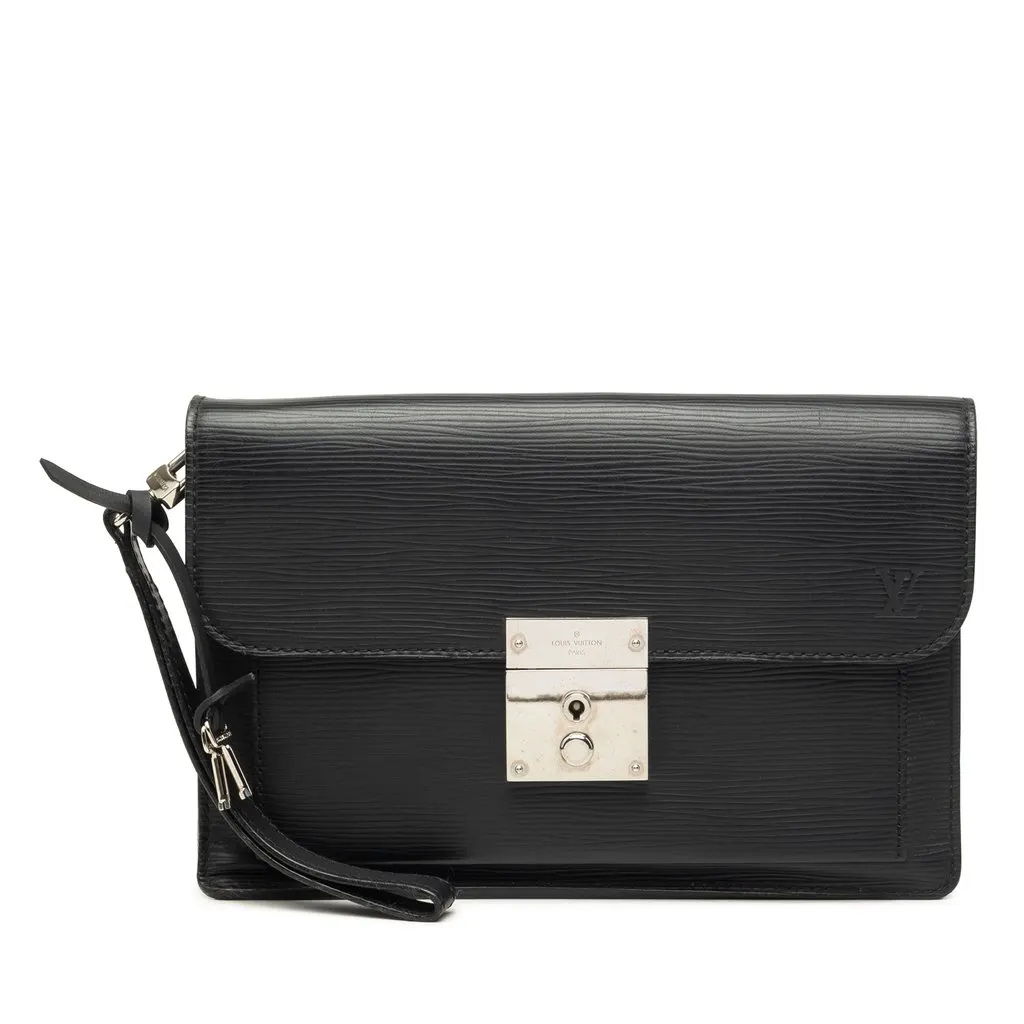 Louis Vuitton Epi Neo Belaia Clutch Black Leather Very good - Front View