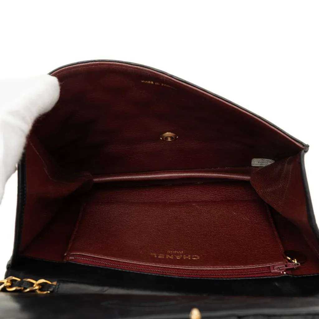 Chanel Small CC Quilted Lambskin Single Flap Black Leather Very good - Model View