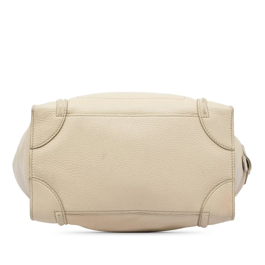 Celine Mini Drummed Calfskin Luggage Tote Beige Leather Very good - Inside View