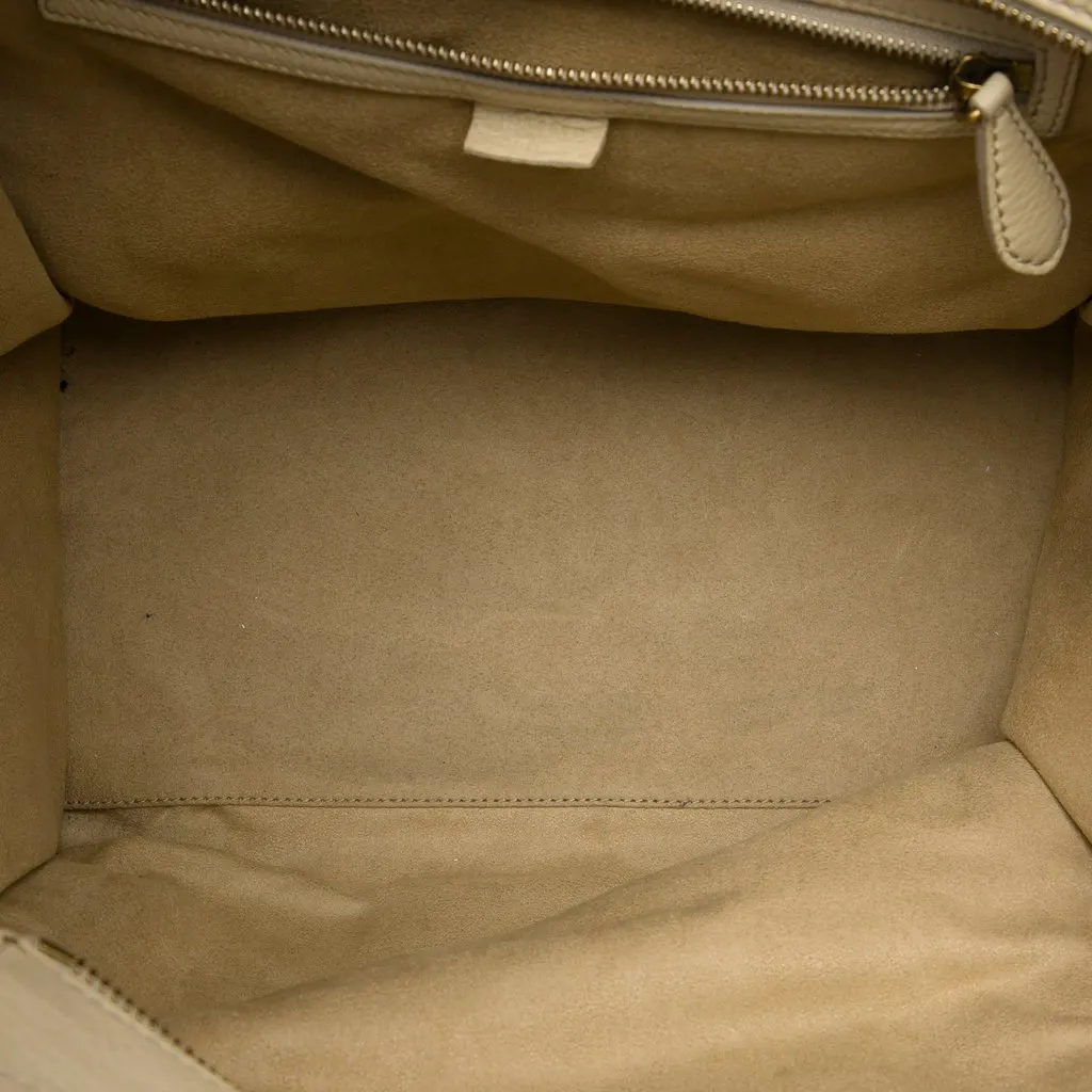 Celine Mini Drummed Calfskin Luggage Tote Beige Leather Very good - Model View