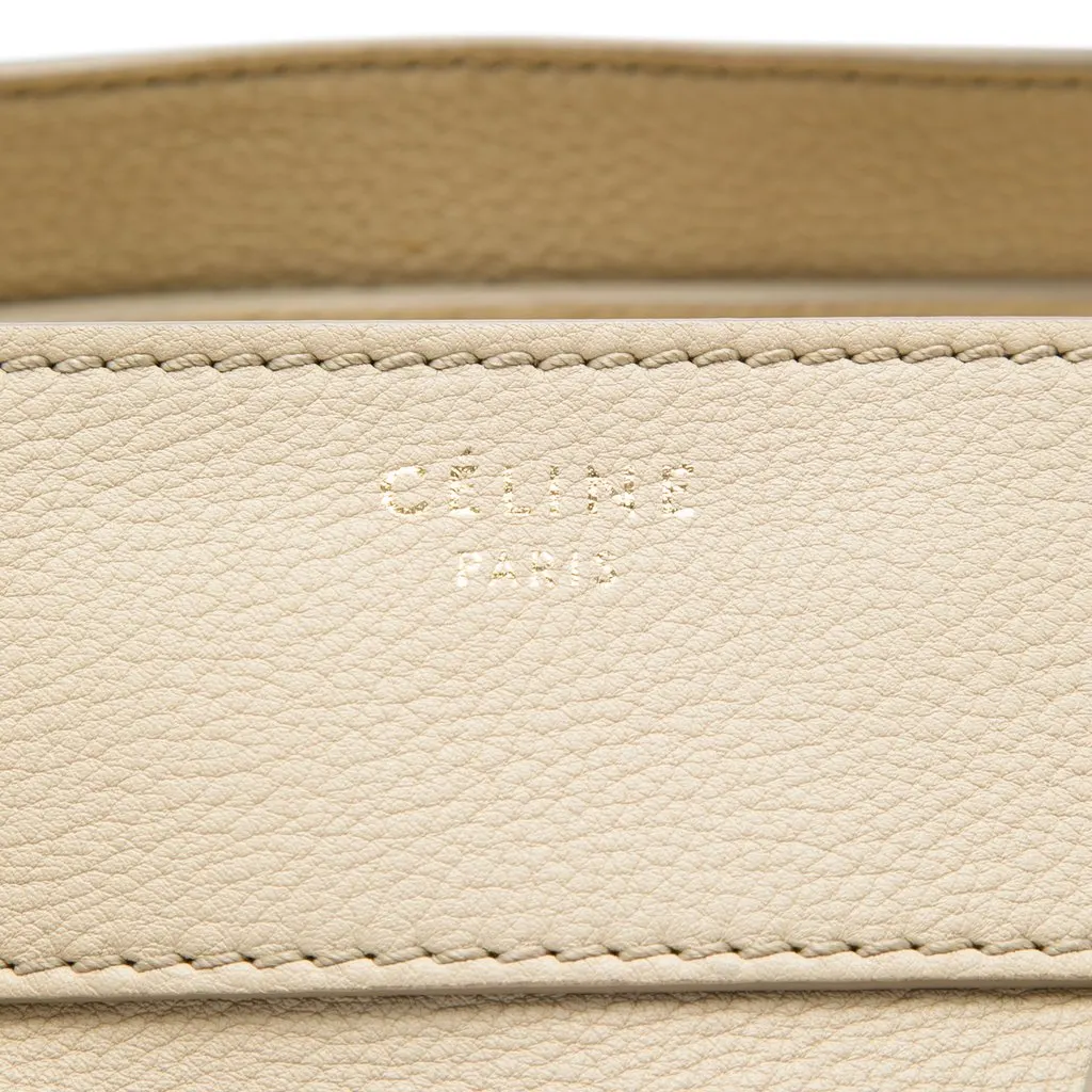 Celine Mini Drummed Calfskin Luggage Tote Beige Leather Very good - Box View