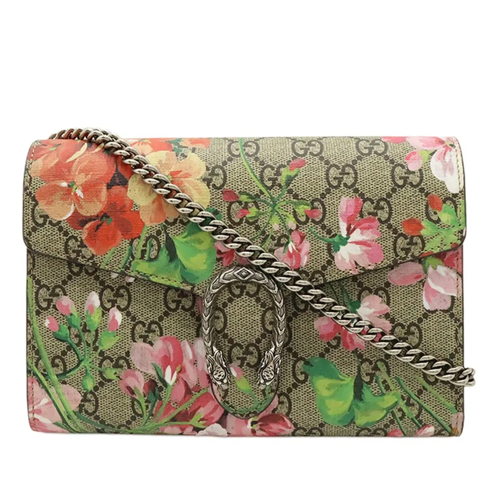 Gucci GG Supreme Blooms Dionysus Wallet on Chain Beige Very good - Front View
