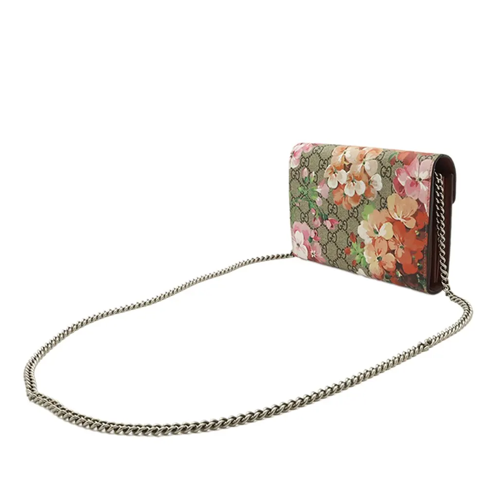 Gucci GG Supreme Blooms Dionysus Wallet on Chain Beige Very good - Back View