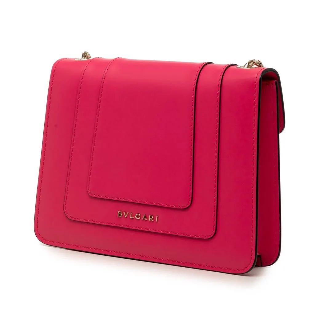 Bvlgari Small Leather Square Serpenti Forever Chain Crossbody Pink Leather Very good - Back View