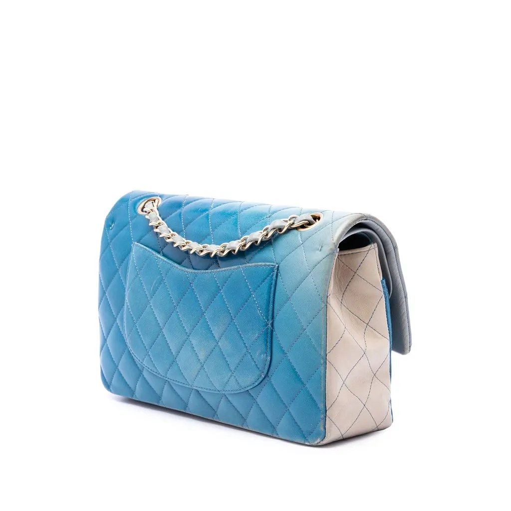 Chanel Medium Classic Ombre Lambskin Double Flap Blue Leather Very good - Back View