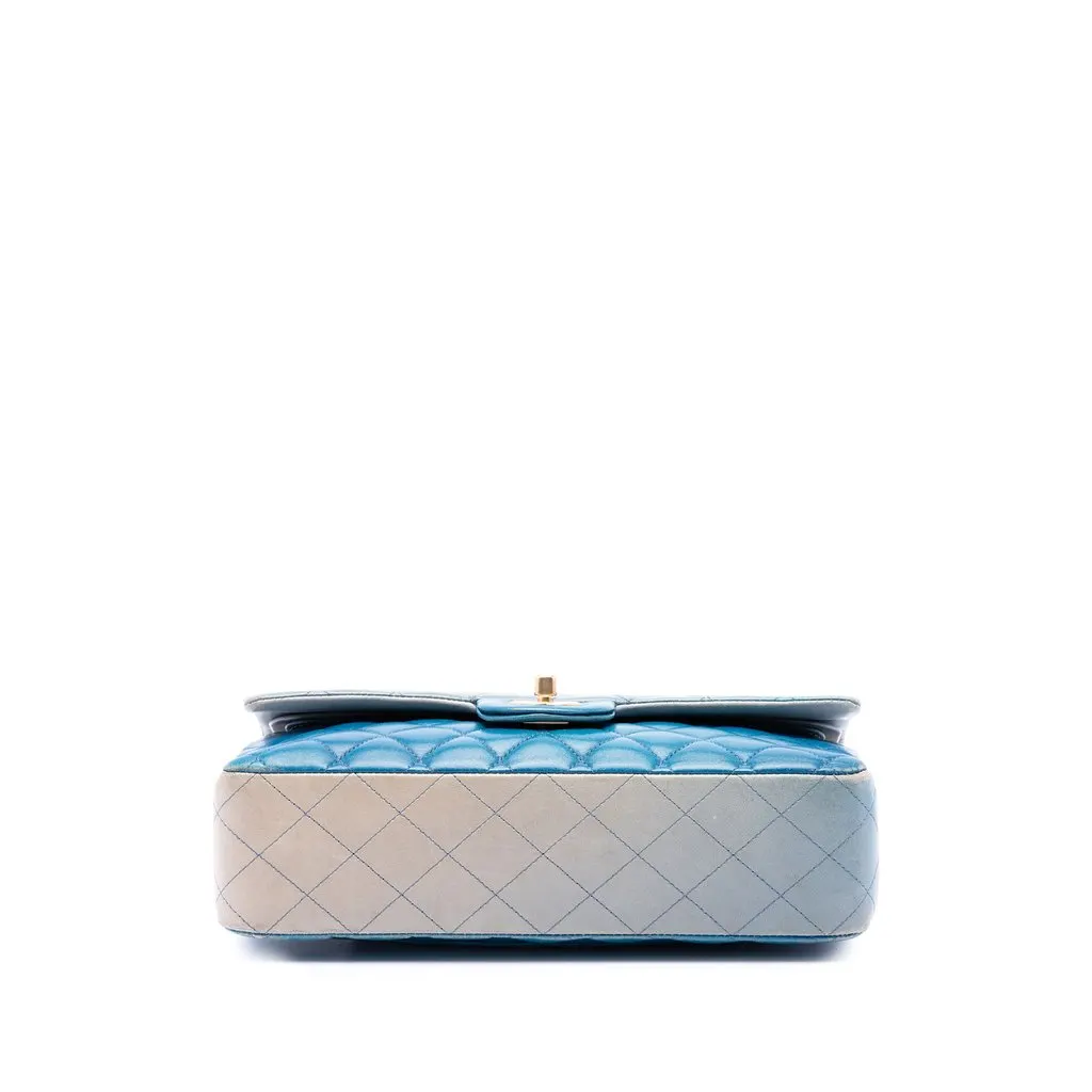 Chanel Medium Classic Ombre Lambskin Double Flap Blue Leather Very good - Inside View