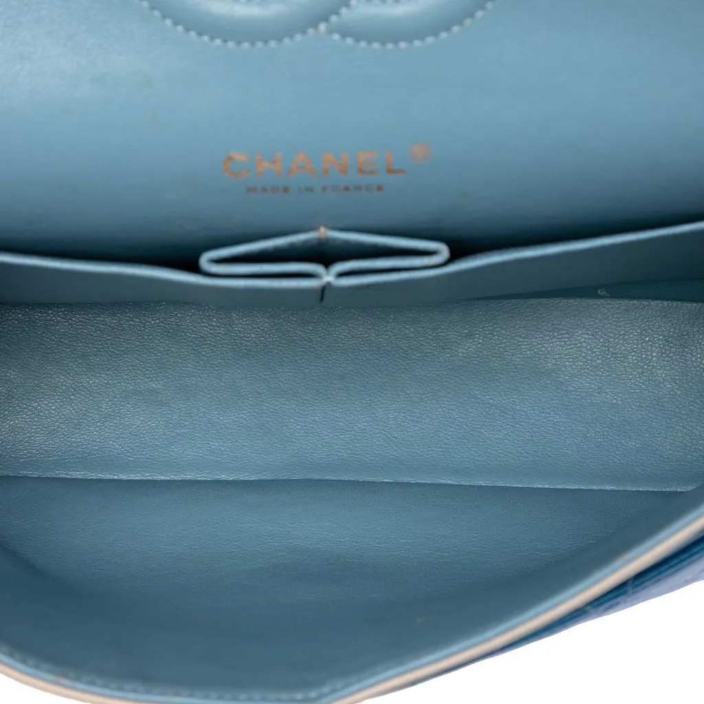Chanel Medium Classic Ombre Lambskin Double Flap Blue Leather Very good - Model View