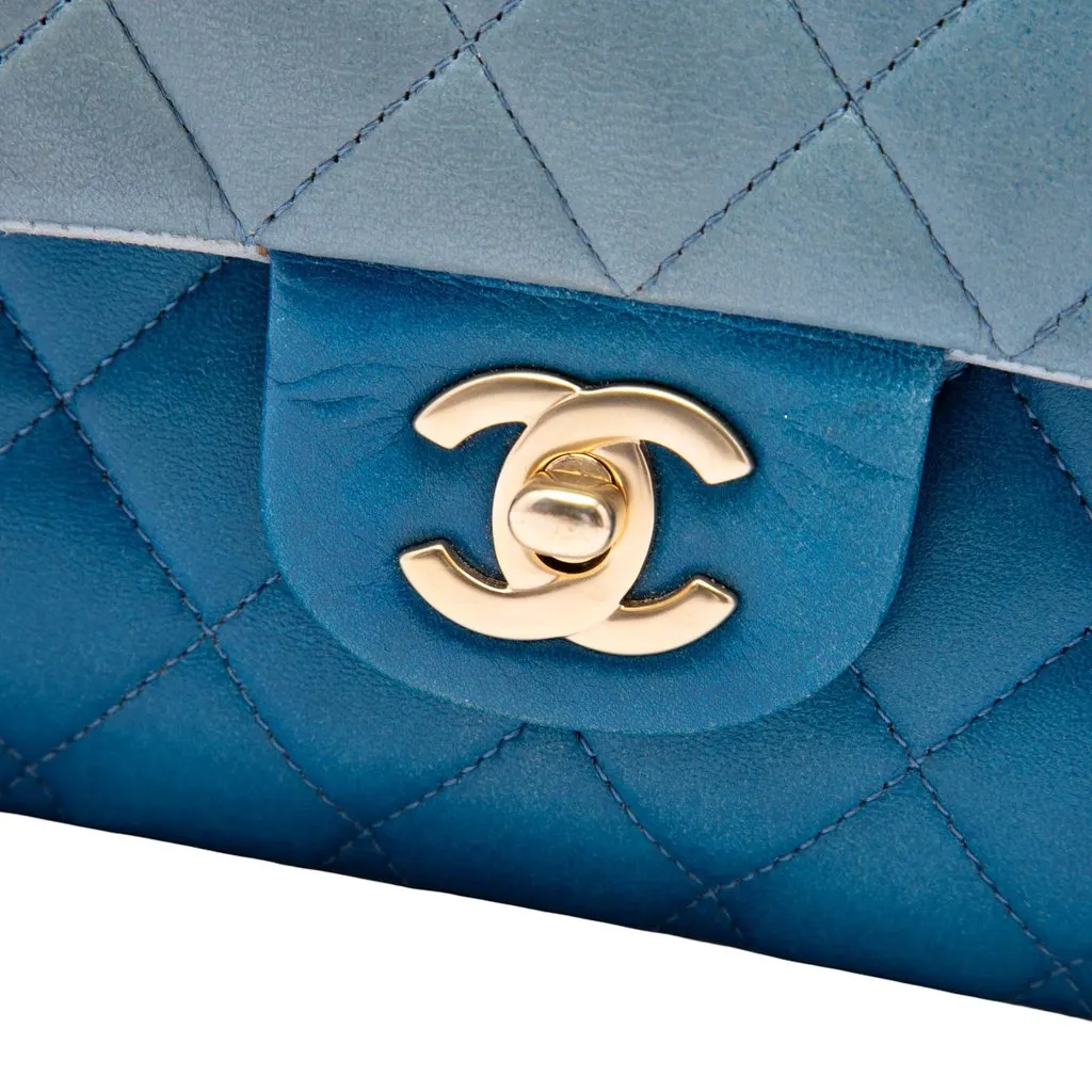 Chanel Medium Classic Ombre Lambskin Double Flap Blue Leather Very good - Box View