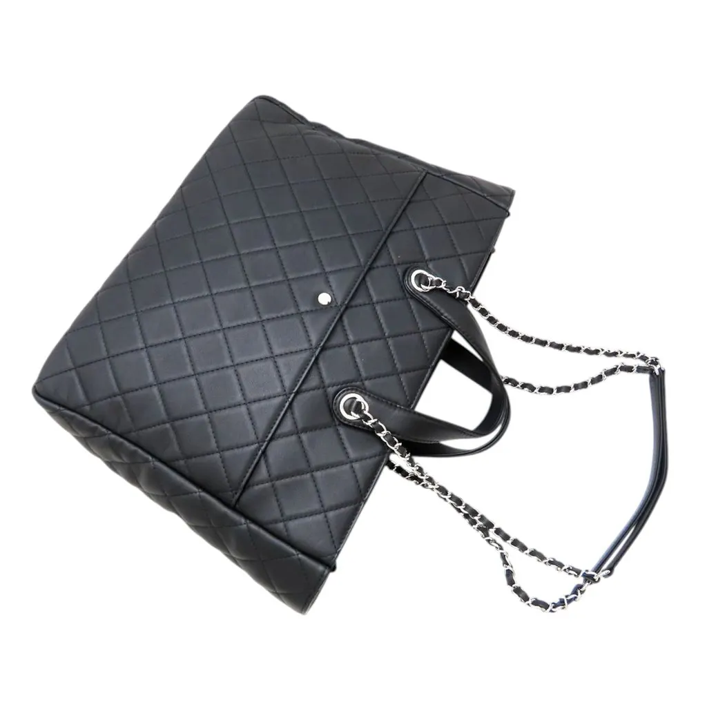 Chanel CC Quilted Calfskin Ultra Pocket Shopping Tote Black Leather Very good - Back View