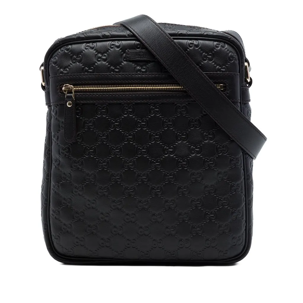 Gucci Guccissima Crossbody Black Leather Good - Front View