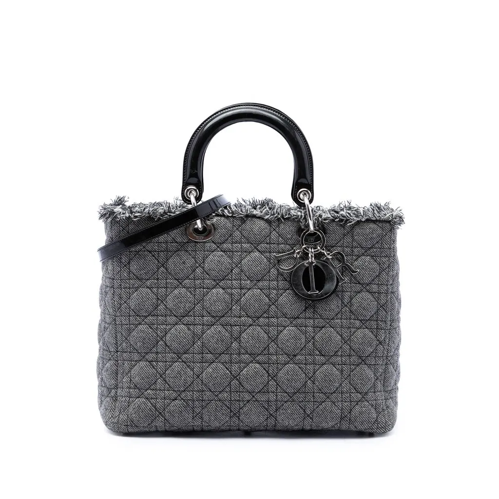 Dior Large Tweed Cannage Lady Dior MultiColor Very good - Front View