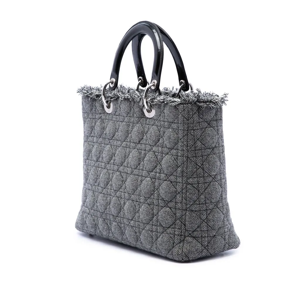 Dior Large Tweed Cannage Lady Dior MultiColor Very good - Back View