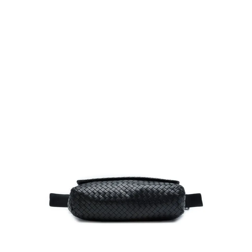 Bottega Veneta Nappa Intrecciato Messenger Bag Black Leather Good - Inside View
