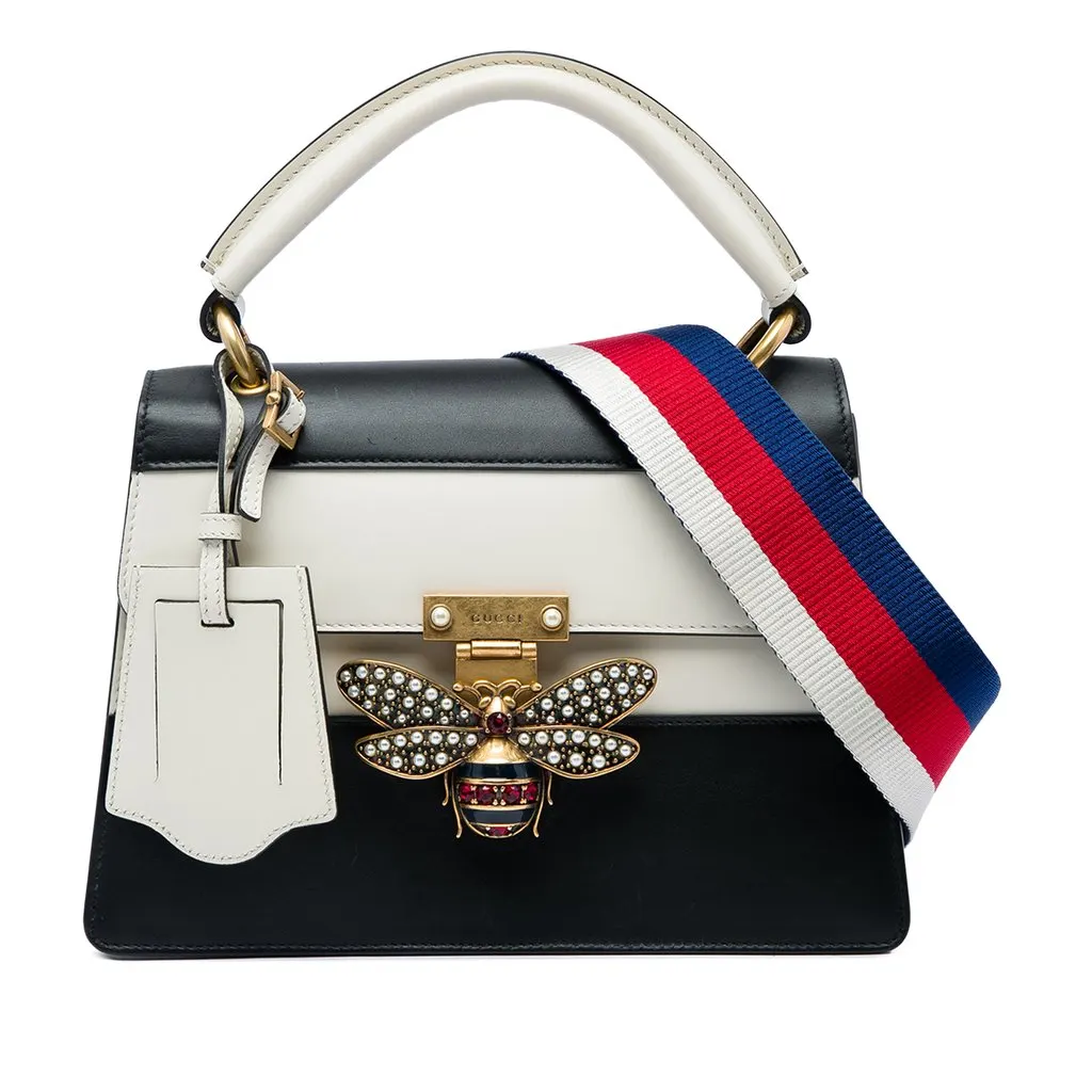 Gucci Small Bicolor Calfskin Queen Margaret Top Handle Bag Black Leather Very good - Front View