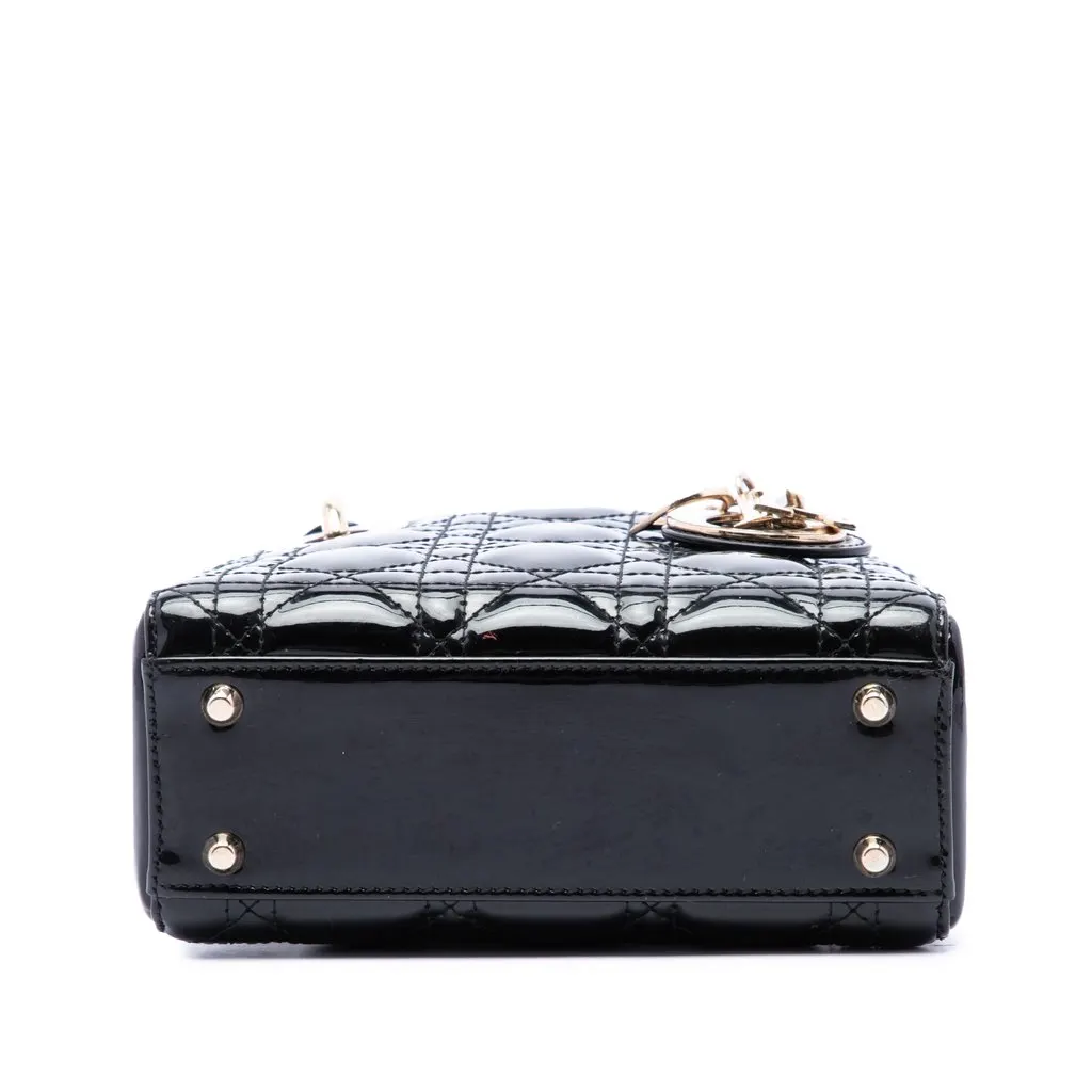 Dior Mini Patent Cannage Lady Dior Black Leather Very good - Inside View