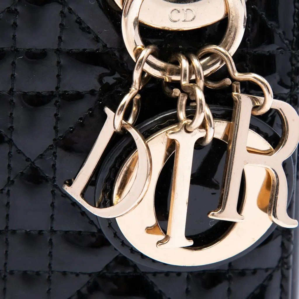 Dior Mini Patent Cannage Lady Dior Black Leather Very good - Box View
