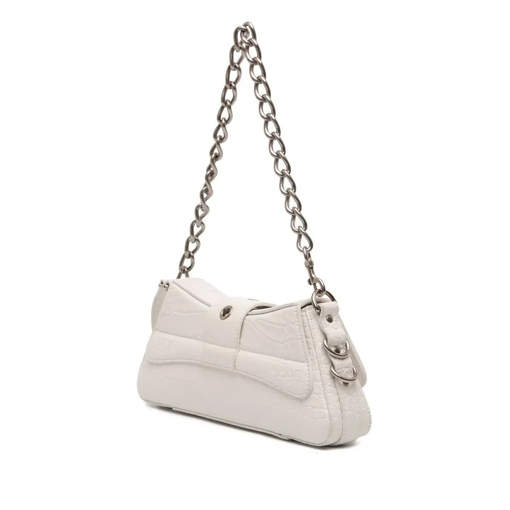 Balenciaga Small Croc Embossed Leather Lindsay Satchel White Leather Very good - Back View