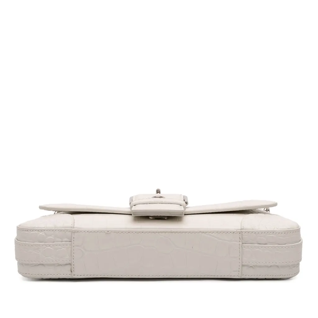 Balenciaga Small Croc Embossed Leather Lindsay Satchel White Leather Very good - Inside View