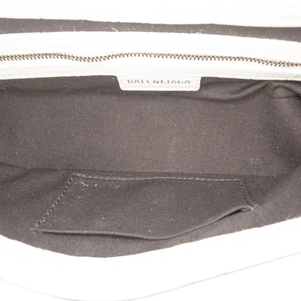 Balenciaga Small Croc Embossed Leather Lindsay Satchel White Leather Very good - Model View