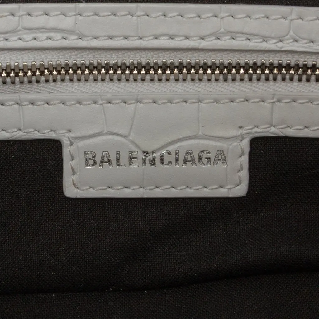 Balenciaga Small Croc Embossed Leather Lindsay Satchel White Leather Very good - Box View