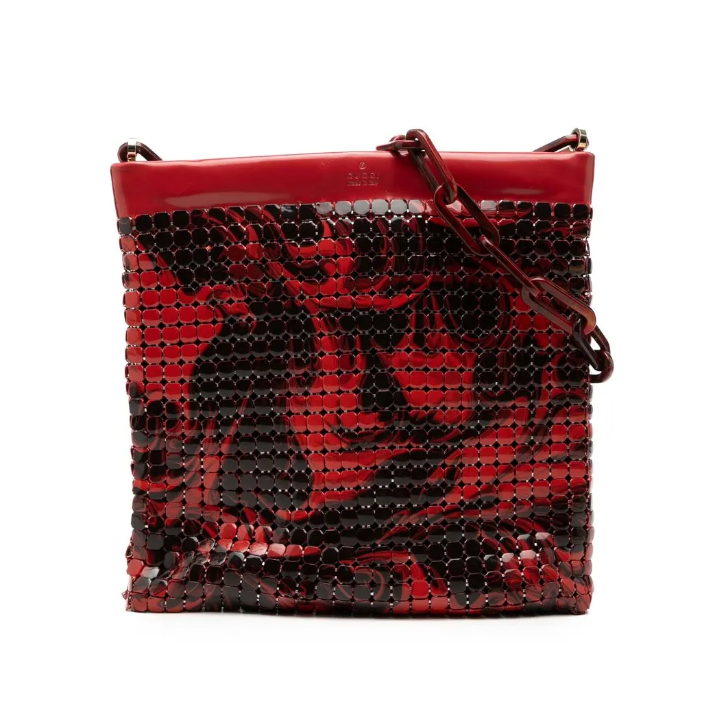 Gucci Metal Abstact Lava  Chainmail Shoulder Bag Red Metal Very good - Front View