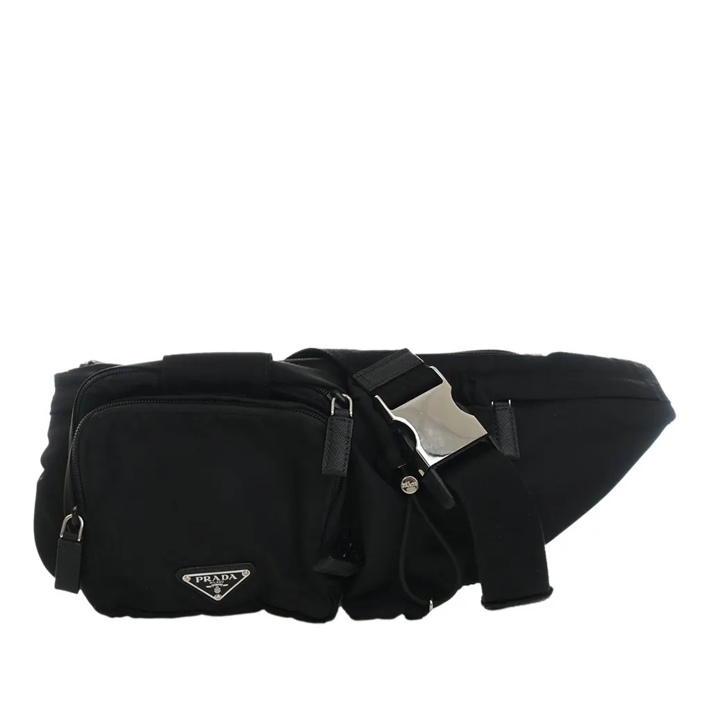 Prada Tessuto Multi Pocket Belt Bag Black Polyamide Very good - Front View