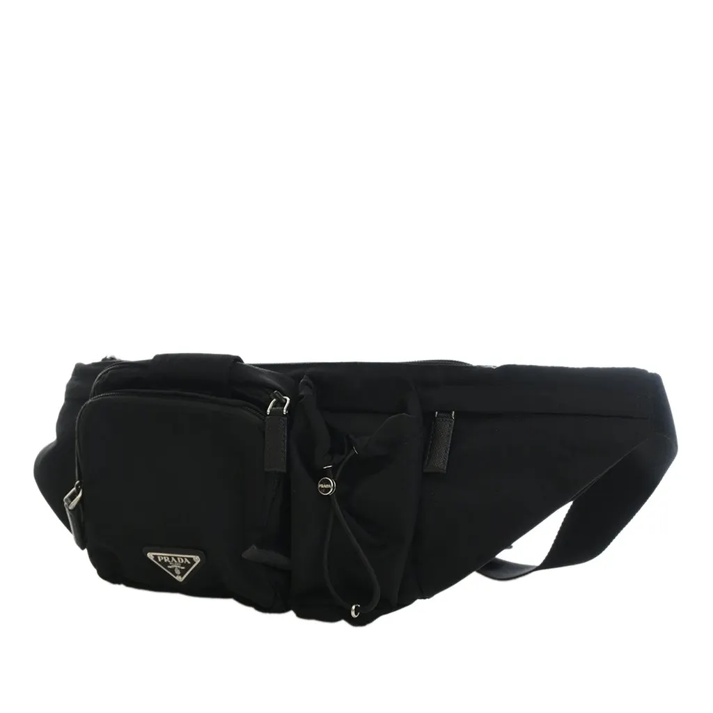 Prada Tessuto Multi Pocket Belt Bag Black Polyamide Very good - Model View