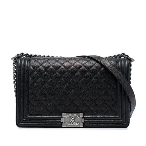Chanel كبيرة مبطّنة كافيار بوي بغطاء