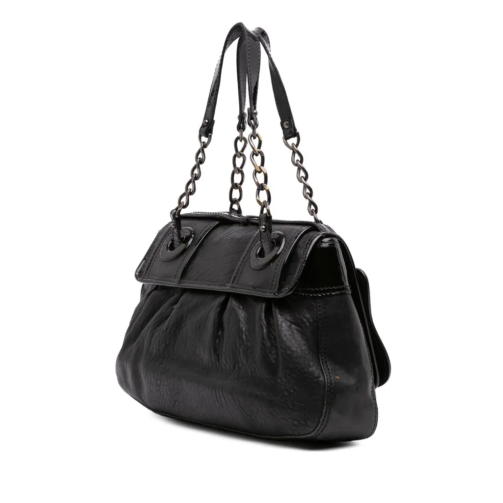 Fendi Medium Leather B Bag Top Handle Bag Black Leather Good - Back View