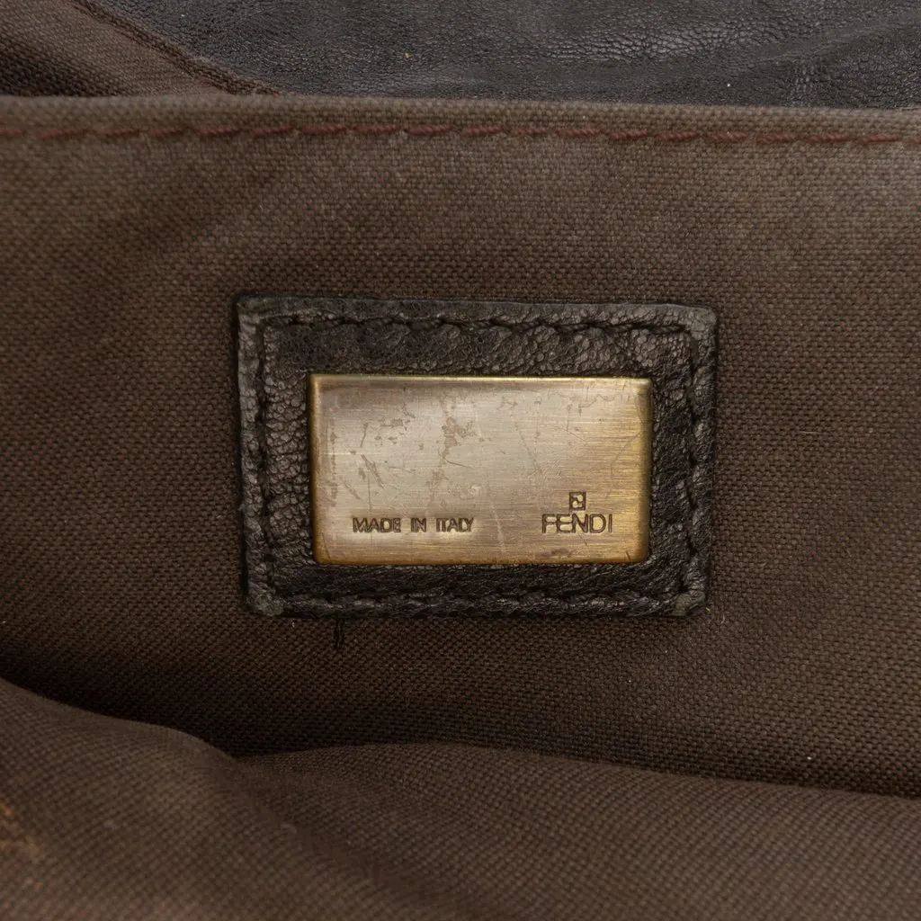 Fendi Medium Leather B Bag Top Handle Bag Black Leather Good - Box View