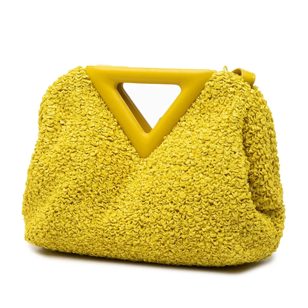 Bottega Veneta Small Boucle Curly Raffia The Point Triangle Satchel Yellow Very good - Back View