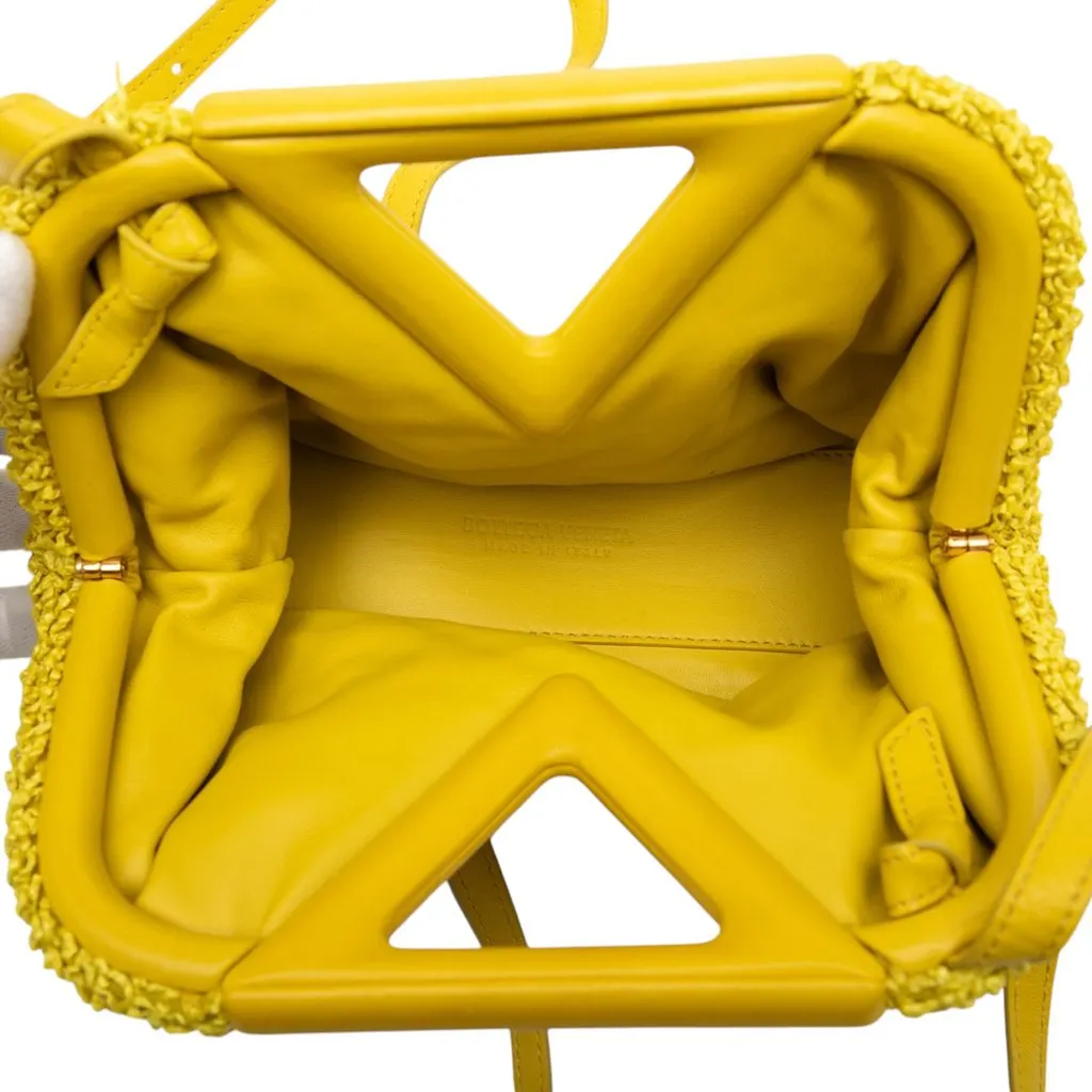 Bottega Veneta Small Boucle Curly Raffia The Point Triangle Satchel Yellow Very good - Model View