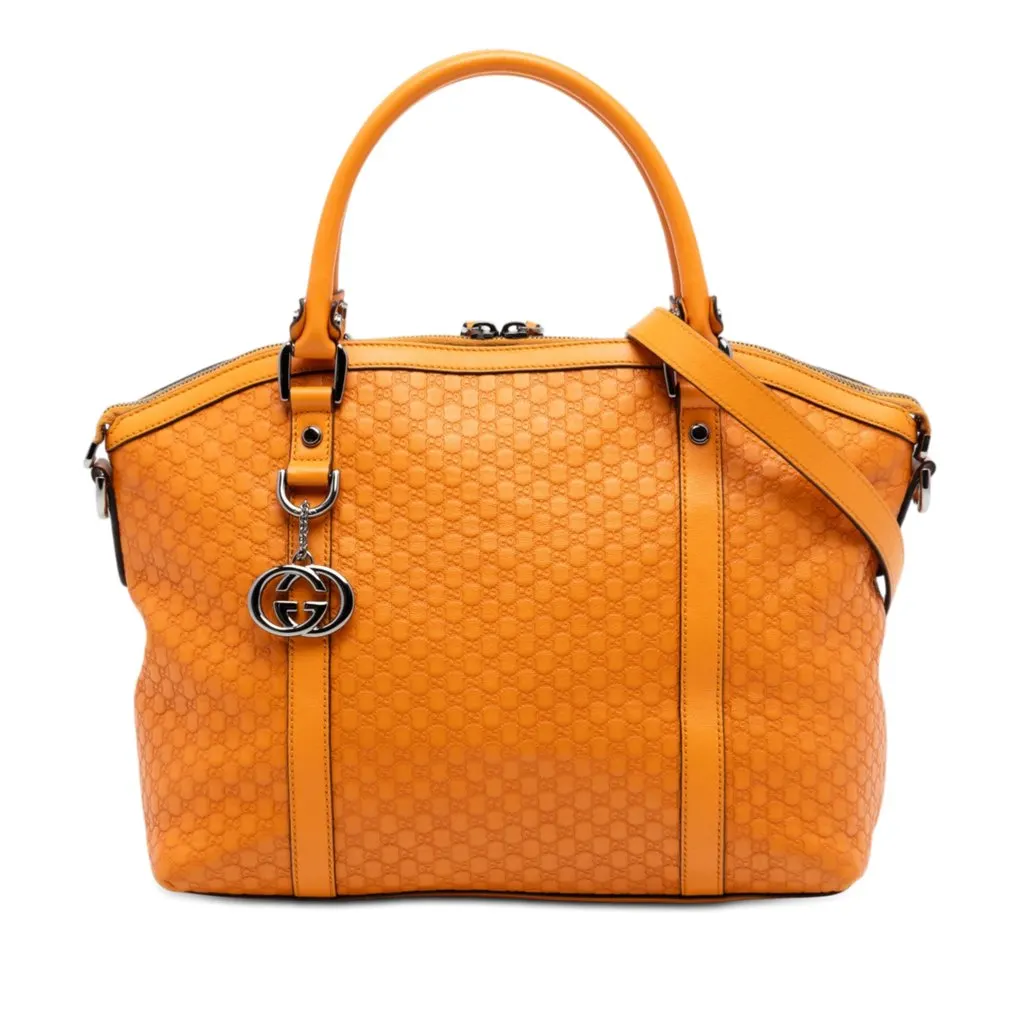 Gucci Medium Microguccissima GG Charm Dome Satchel Orange Leather Very good - Front View