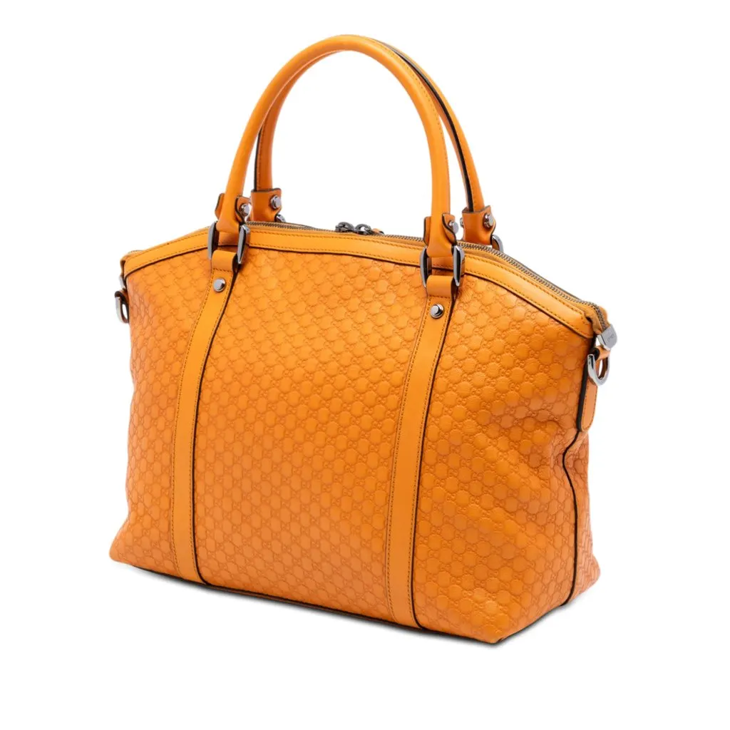 Gucci Medium Microguccissima GG Charm Dome Satchel Orange Leather Very good - Back View