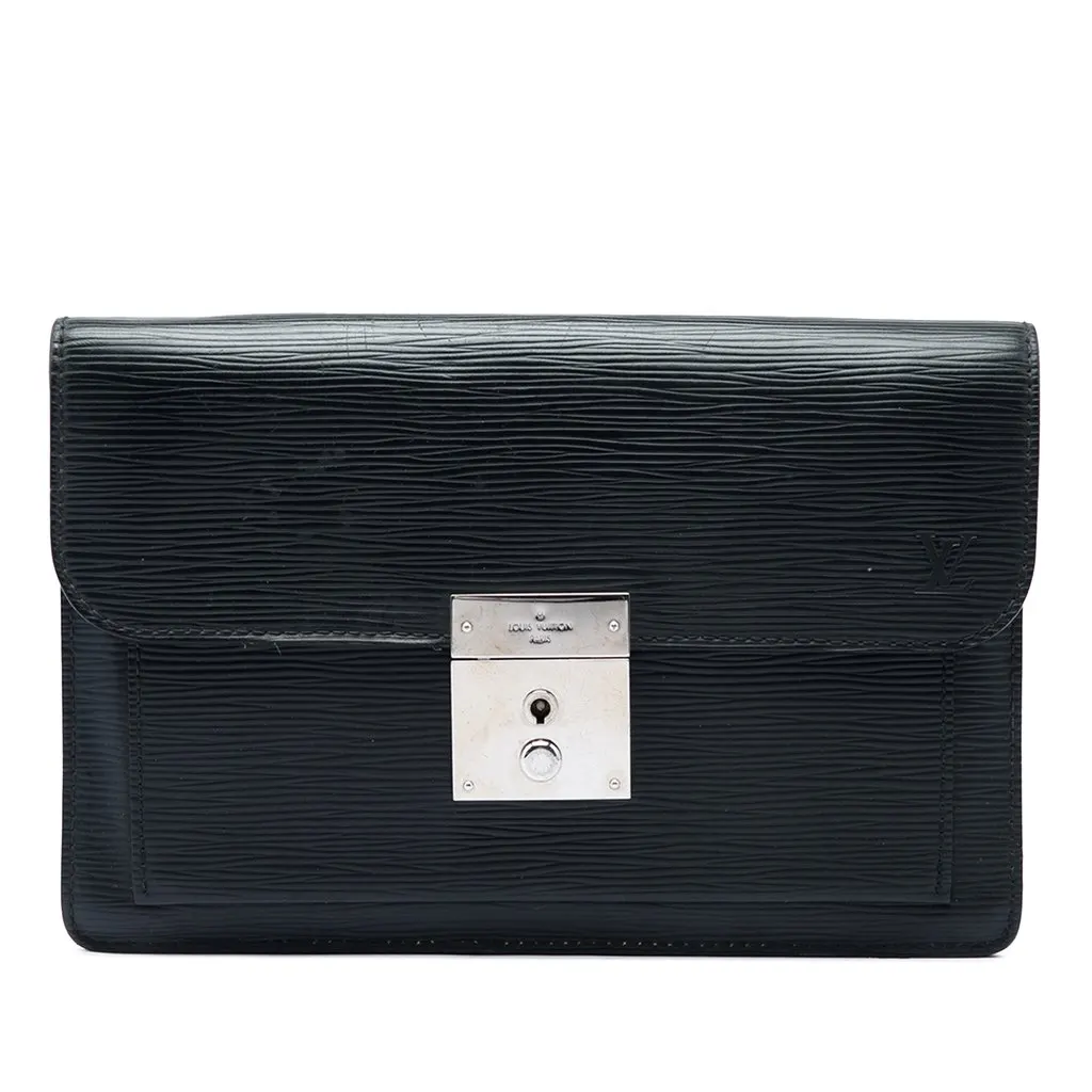 Louis Vuitton Epi Neo Belaia Clutch Black Leather Very good - Front View