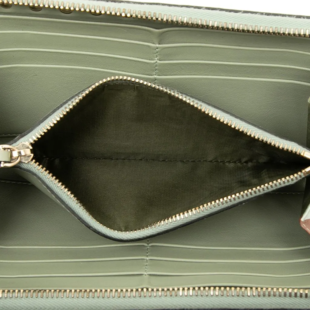 Valentino Leather Native Couture 1975 Print Rockstud Zip Around Wallet Yellow Leather Good - Model View