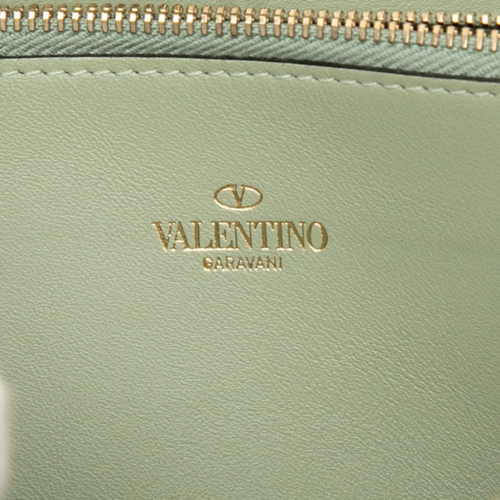 Valentino Leather Native Couture 1975 Print Rockstud Zip Around Wallet Yellow Leather Good - Box View