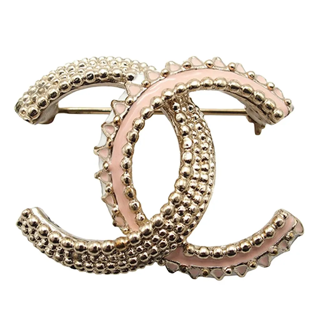 Chanel ذهبي مطلية Lacquered CC بروش