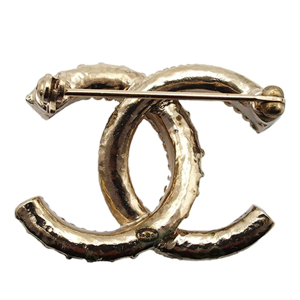 Chanel Gold Plated Lacquered CC Brooch Gold Metal Very good - Back View