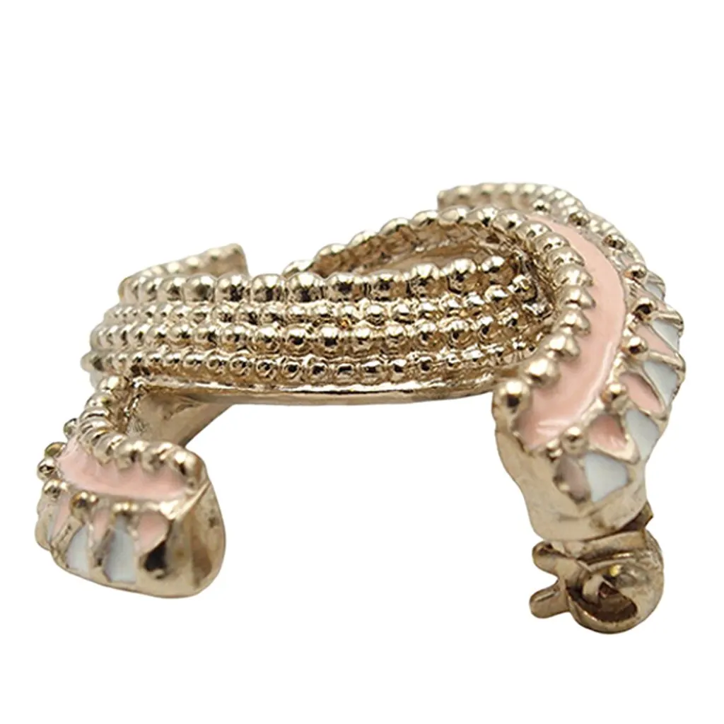 Chanel Gold Plated Lacquered CC Brooch Gold Metal Very good - Inside View