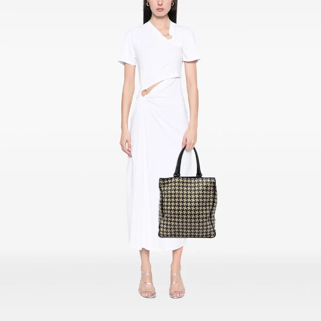 Bottega Veneta Nappa Intrecciato Houndstooth Vertical Tote Beige Leather Very good - Box View