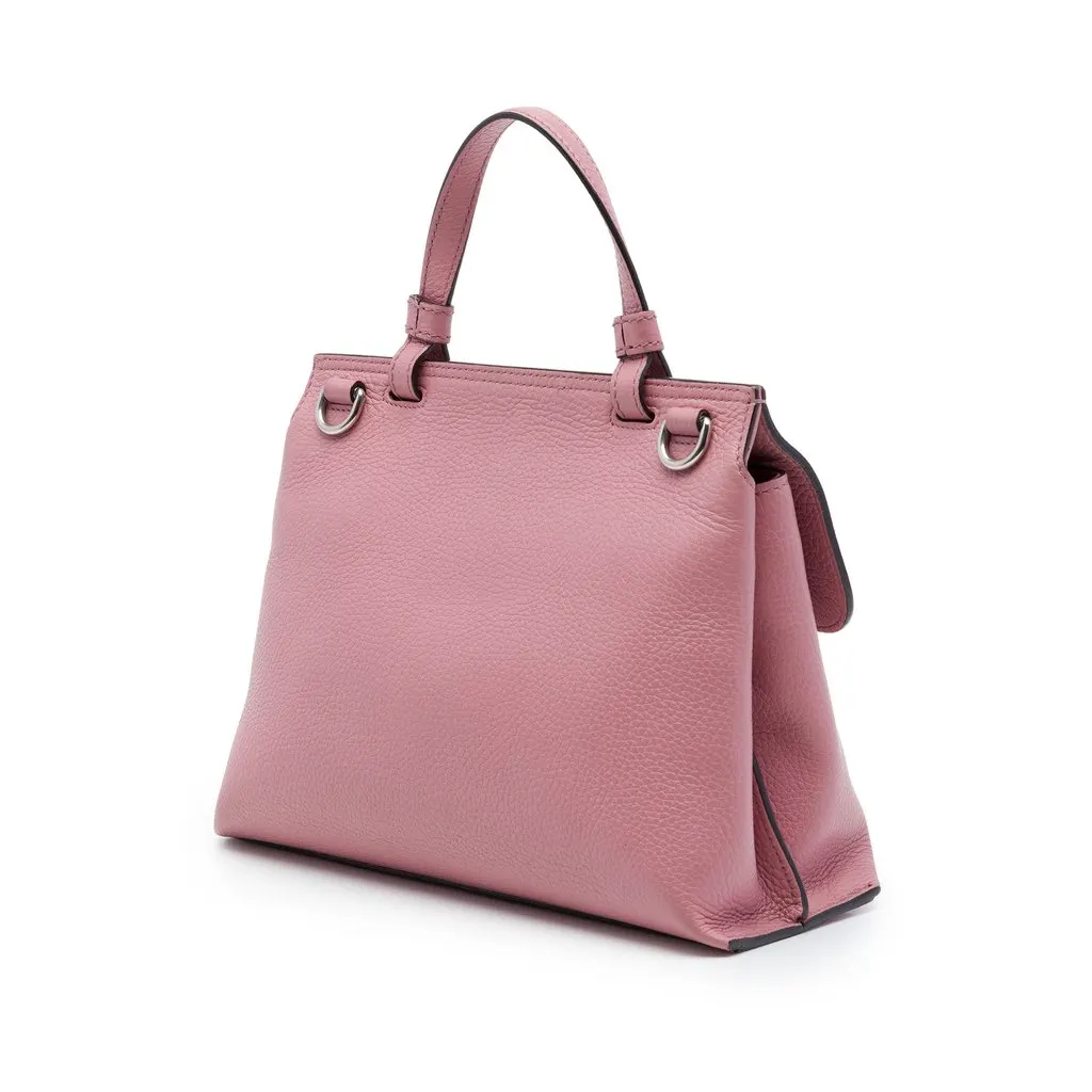 Gucci Small Calfskin Bamboo Daily Satchel Pink Leather Very good - Back View